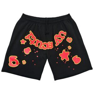 Sp5der x UY Scuti Sweat Shorts Black Red | Spider Worldwide